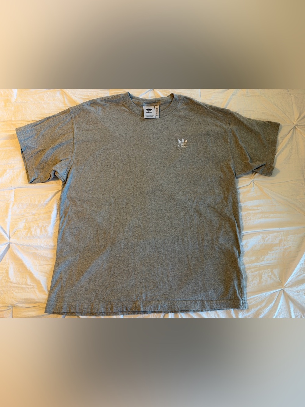 adidas Originals Men's Gray Trefoil Logo Crew Neck Short Sleeve T-Shirt L